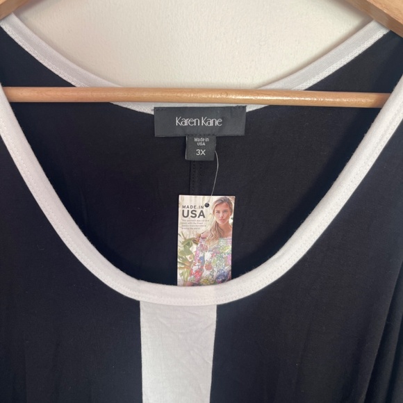 NWT Karen Kane Black and White Short Cut Out Sleeve Midi Loose Fit Flowing Dress - Picture 6 of 7